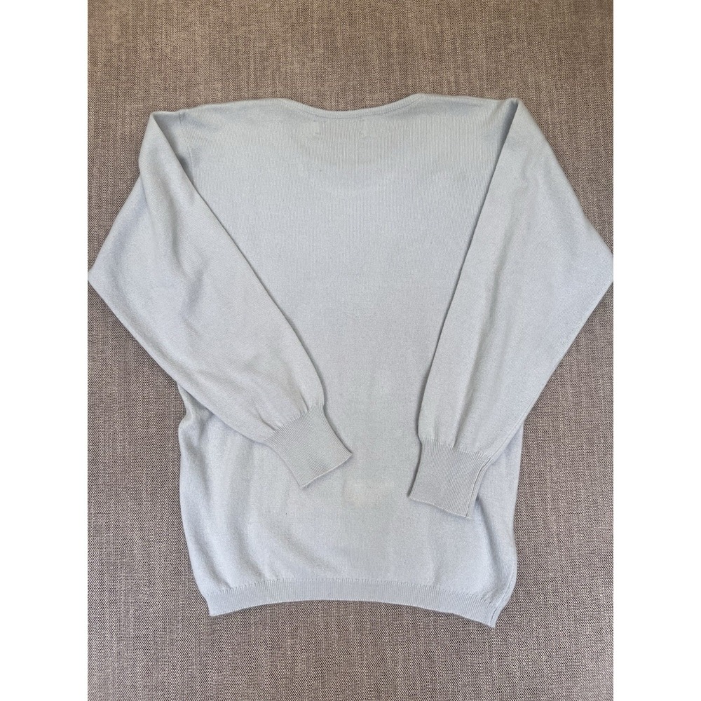 Lyle & Scott Scotland Cashmere Sweater Blue Floral Women's 38/97 Vintage - Picture 7 of 9